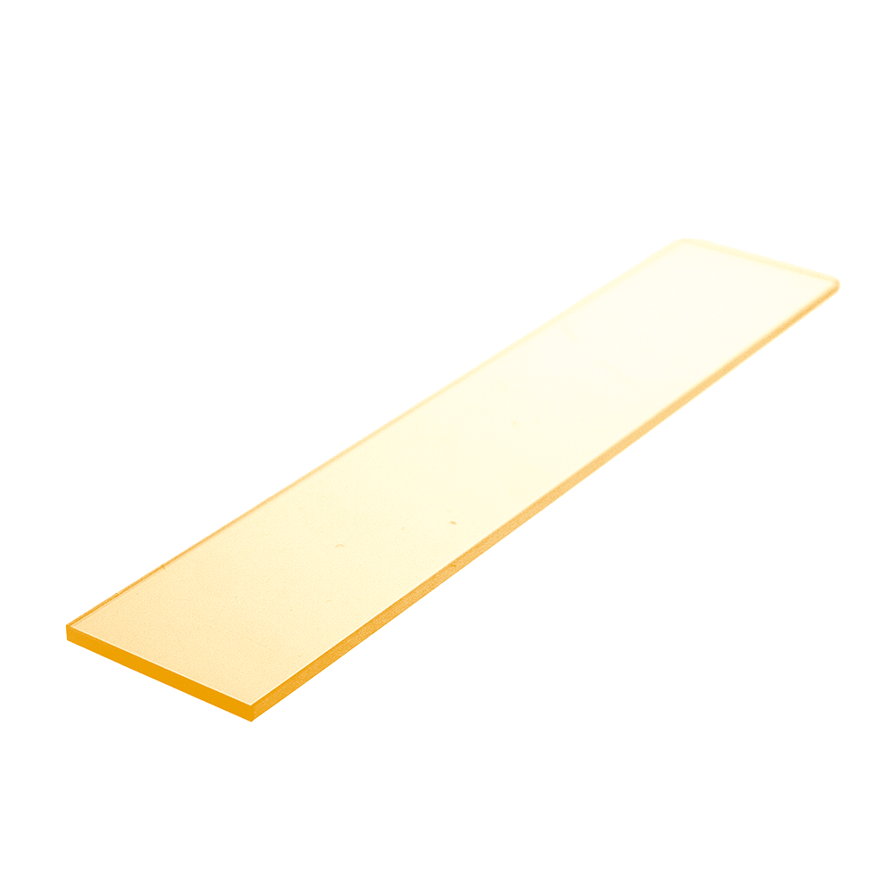 A yellow tinted rectangular piece of glass presented at an angle.