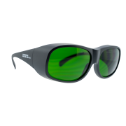 A pair of green tinted glasses.